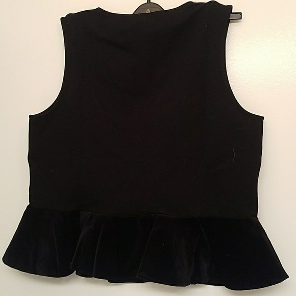 NWT- J.Crew Black Peplum top velvet trim at bottom Large - Picture 8 of 8